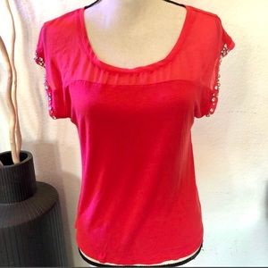 Express embellished sleeve top size M